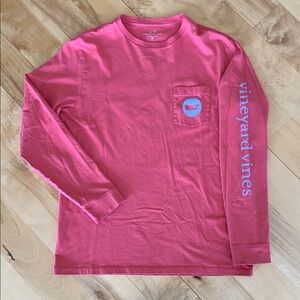 Vineyard Vines Jetty Red Long Sleeve Pocket Tee (M)